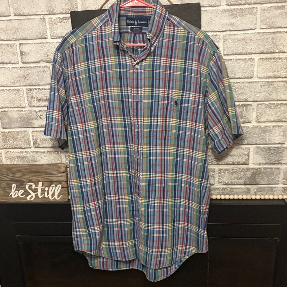 Ralph Lauren Men's Colorful Plaid Button-Down Shirt (Blake) size medium
